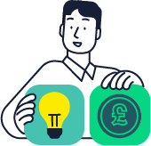 Illustration of a person comparing energy and cost