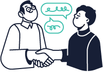 Illustration of two people shaking hands in agreement