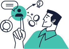 Illustration of two people in conversation about an account